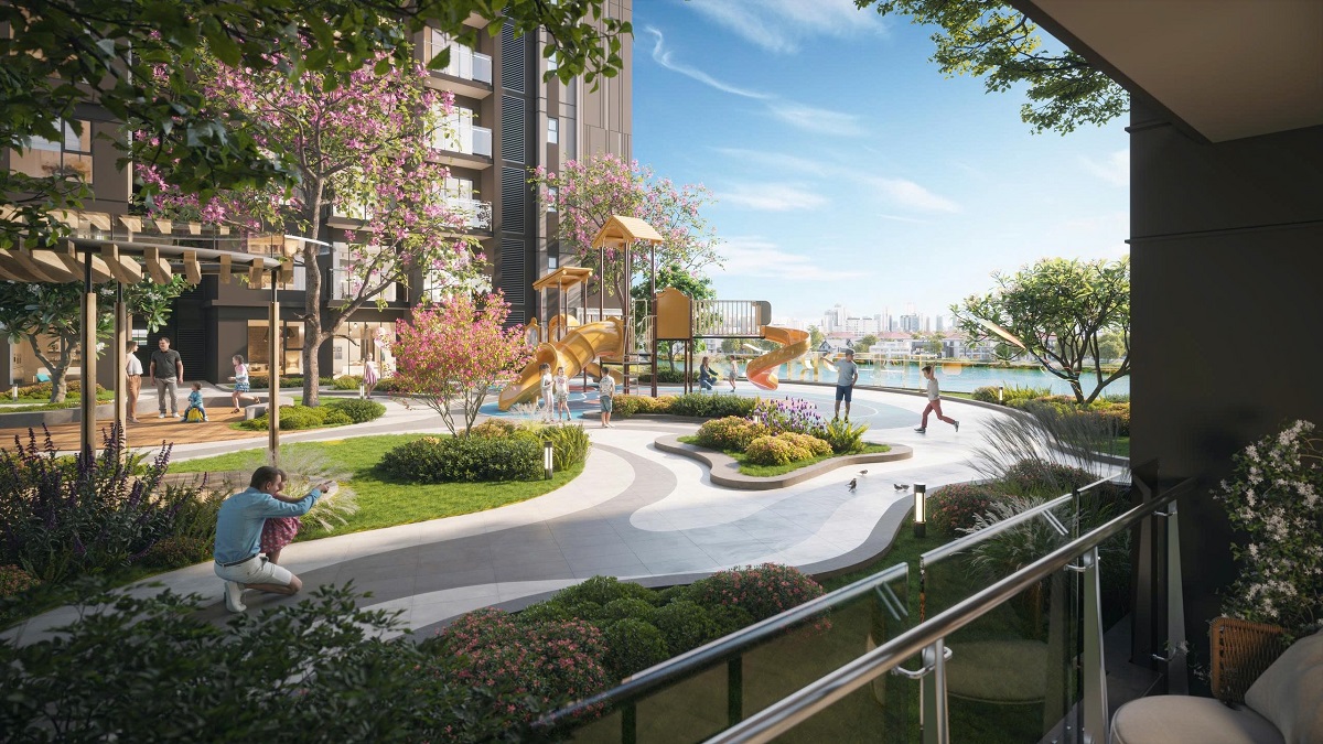 Sân vườn trên cao được thiết kế dành riêng cho cư dân Tháp 11