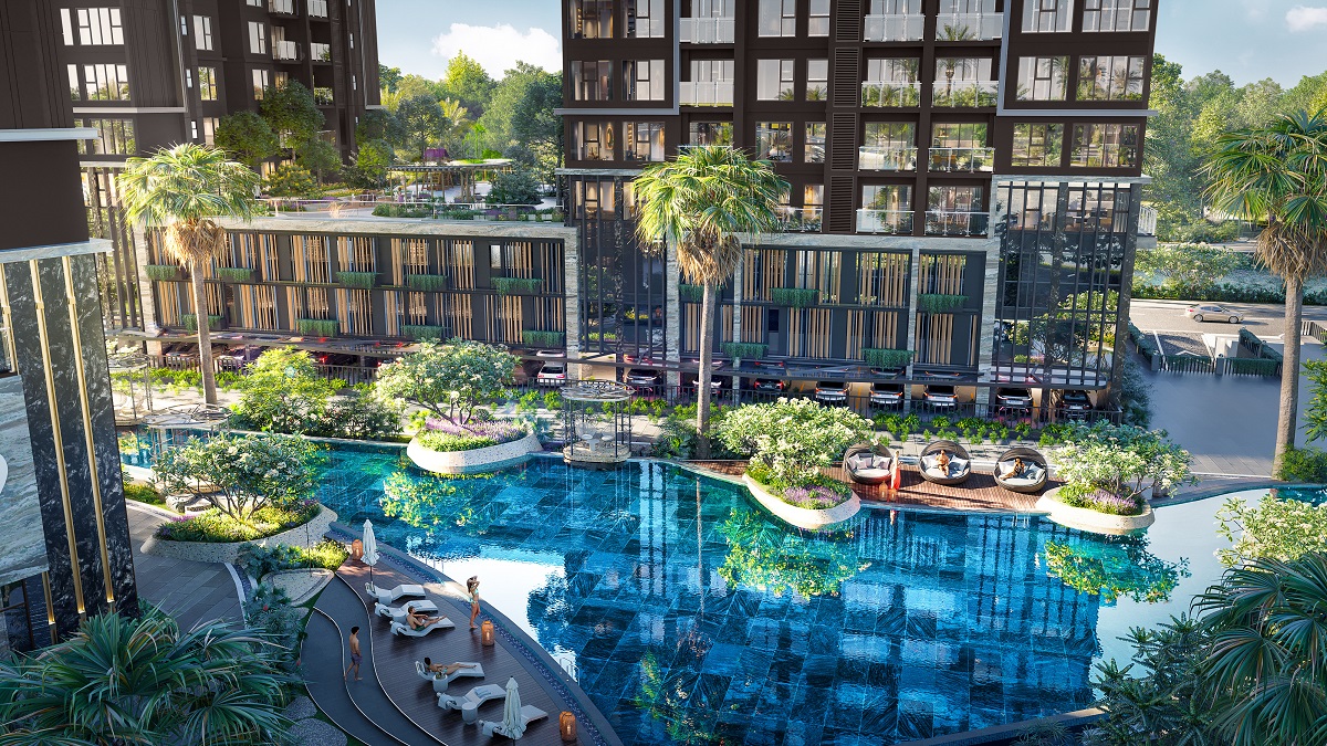 Hệ tiện ích đa tầng và hồ bơi tại dự án The Privé
